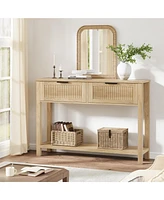 gaomon Farmhouse Entryway Table,43 Inch Wood Console Table with 2 Drawers,2 Tier Sofa Table with Storage for Living Room, Foyer Tables for Entryway