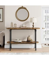 gaomon Narrow Entryway Table, 2 Tier Industrial Console Table with Storage Shelf, Thin Behind Couch Farmhouse Skinny Sofa for Hallway, En