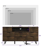 gaomon 8 Drawer Dresser with Power Outlet & Led Light