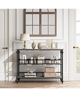 gaomon Narrow Entryway Table with Storage 43" 3-Tier Sofa Tables Industrial Console Storage/Display Shelf Hallway for Living Room, Fo