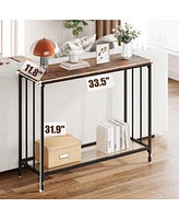 gaomon Sofa Console Table-2 Tier Design, Glass Shelf, Metal Frame, 33.5" Width, Elegant for Entryway and Living Room