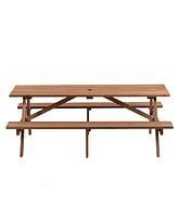 Slickblue 8-Person Wooden Picnic Table for Comfortable and Stylish Outdoor Gatherings