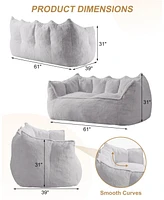 gaomon Giant Two-Seater Bean Bag Sofa, Oversized Foam-Filled Loveseat with Faux Fur Cover for Adults & Teens, Perfect for Reading and Gaming in the Li