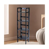 Slickblue 4-Tier Folding Shelf Shelving Unit Bookcase for Storage and Display Tower