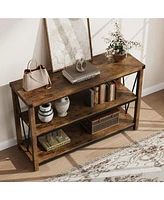 gaomon Farmhouse Entryway Table,47 Inch Narrow Long Console Table with Storage, 3 Tier Wood for Living Room, Sofa Tables Behin