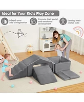 gaomon 6-Piece Kids Sofa, Foam Climbing Blocks Set for Toddlers, Indoor Soft Play with Ball Pit, Crawling and Sliding