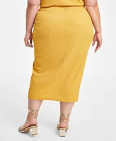 Nina Parker Plus Size Textured Drawstring-Ruched Skirt