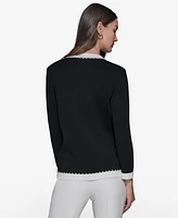 Karl Lagerfeld Paris Women's Faux-Pearl-Trim Cardigan