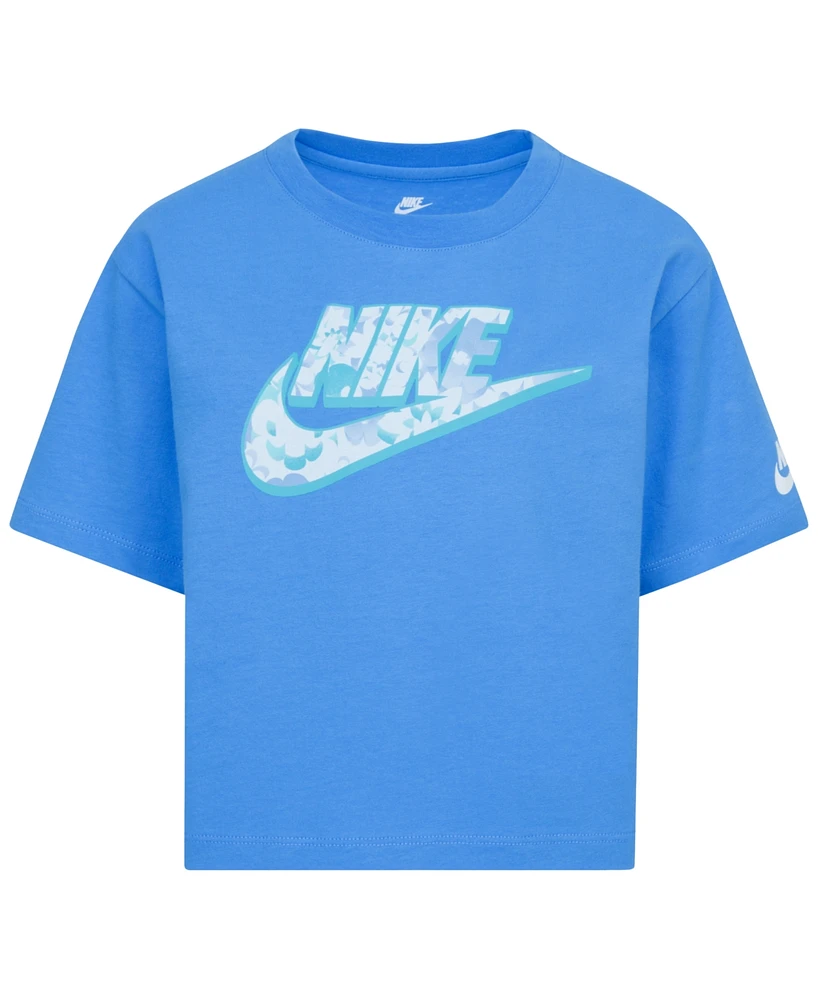 Nike Little Girls Flow-Ral Relaxed Blue Beyond T-Shirt