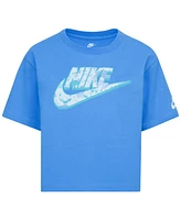 Nike Little Girls Flow-Ral Relaxed Blue Beyond T-Shirt