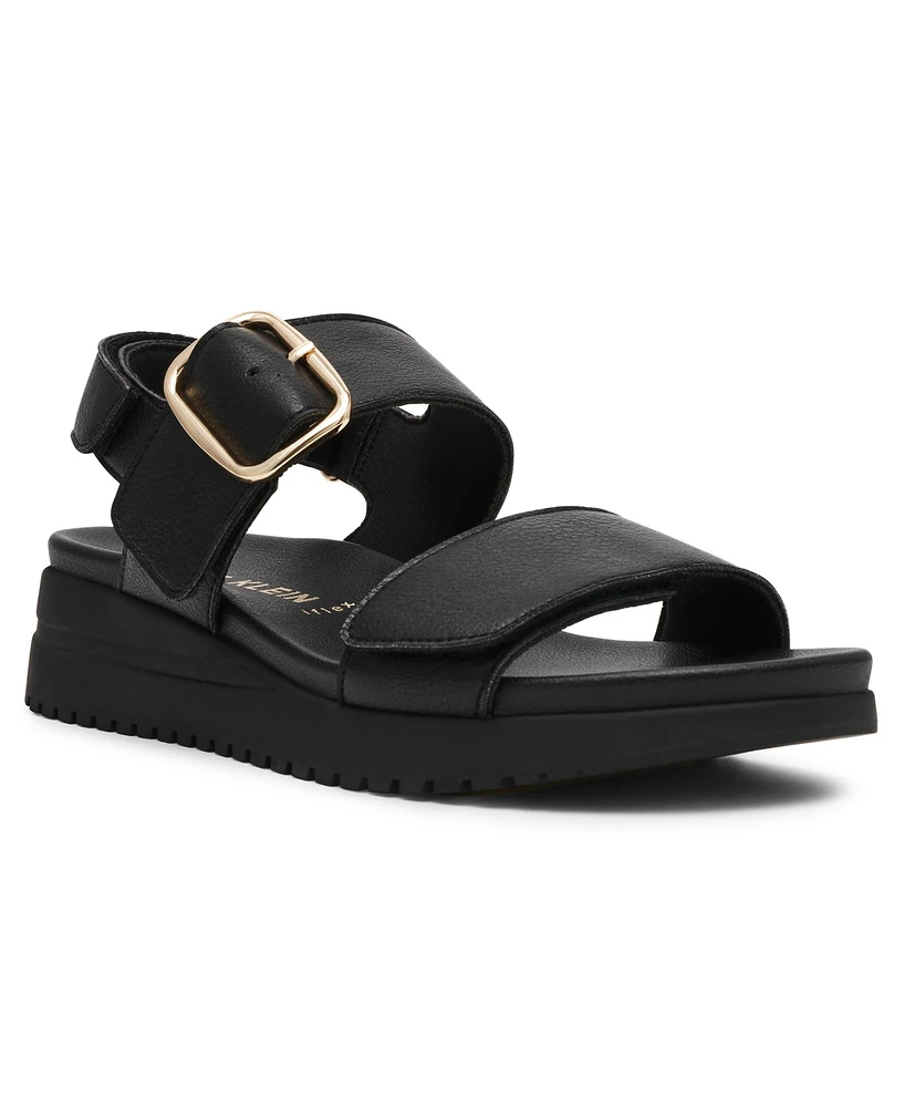 Anne Klein Women's Evanti Buckle Double Strap Sporty Sandals