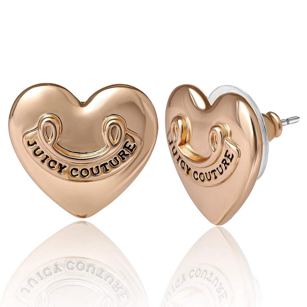 Juicy Couture Heart Stud Earrings with Iconic Logo