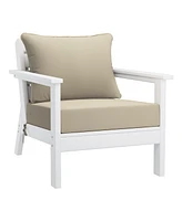WestinTrends Outdoor Modern Hdpe Patio White Club Chairs with Deep Seat Cushions (Set of 2)