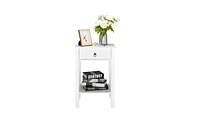 Slickblue Two-Layer Bedside Cabinet Coffee Table with Drawer for Bedroom and Living Room Storage and Convenience