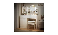 Slickblue Fashion Vanity Desk with Mirror and Lights for Stylish Bedroom and Makeup Station