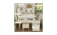 Slickblue Vanity Desk with Mirror and Lights for Stylish Beauty Organization and Illumination