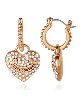 Juicy Couture Gold-Tone Heart Charm Hoop Earrings with Crystal Accents