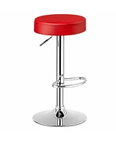 Gymax 4PCS Adjustable Swivel Bar Stool Pu Leather Kitchen Counter Bar Chairs