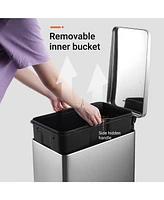 11.9 Gallon/ 45 Liter + Two 1.6 Gallon/6 Liter Rectangular Step-on Trash Can Set For Bathroom and Kitchen