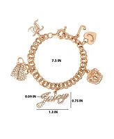 Juicy Couture Gold-Tone Charm Bracelet with Pave Accents