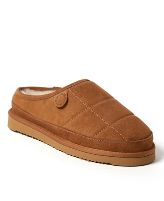 Dearfoams Men's Fireside by Grafton Quilted Genuine Shearling Clog Slipper