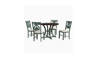 Slickblue 5-Piece Round Dining Table Set with 4 Fabric Chairs and Special-Shaped Legs for Unique Style