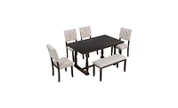 Slickblue 6-Piece Dining Table and Chair Set for Elegant Comfortable Spaces