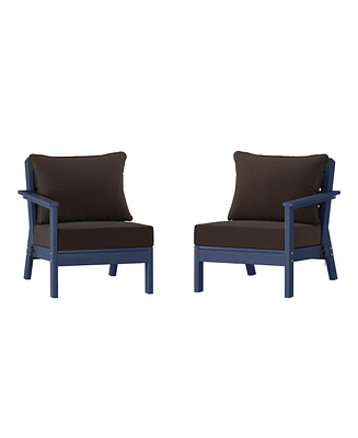 WestinTrends Outdoor Patio Hdpe Navy Blue Loveseat Sofa with Cushions