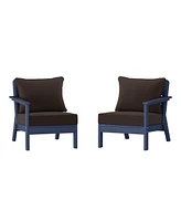 WestinTrends Outdoor Patio Hdpe Navy Blue Loveseat Sofa with Cushions