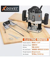 Xdovet 16000-30000 Rpm Electronic Plunge Woodworking Router, 6 Variable Speeds Wood Router Tool, 1.7 Hp 10-Amp Plunge Woodworking Router Kit with Para