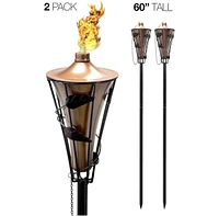 Sorbus 4 Pack 5ft Outdoor Metal Patio Torches - Includes Fiberglass Wick and Snuffer Cap