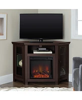 Boyel Living Fireplace Tv Stand Classic Glass-Door Fireplace Tv Stand for TVs up to 55 Inches Corner Console with Electric Fireplace, Espresso