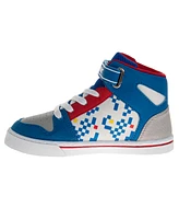 Sonic The Hedgehog Little and Big Boys Hook and Loop High Top Canvas Sneakers