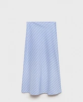Mango Women's Striped Midi Skirt