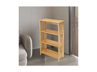 Slickblue 4-Shelf Wooden Folding Bookcase with Storage Shelves for Compact Organization