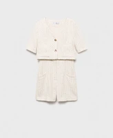 Mango Women's Short Sleeved Tweed Jumpsuit