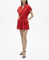 Mango Women's Belt Short Jumpsuit