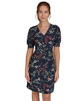 Tommy Hilfiger Petite Floral Jersey Puff-Sleeve Dress