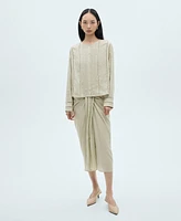 Mango Women's Openwork Details Lyocell Blouse