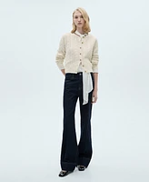 Mango Women's Openwork Details Braided Cardigan