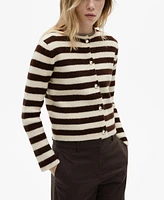 Mango Women's Buttons Detail Striped Cardigan