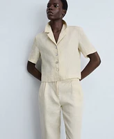Mango Women's Linen Straight Pants