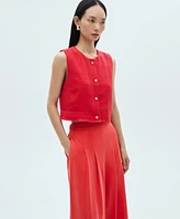 Mango Women's Wide Leg Pleated Pants