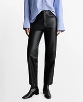 Mango Women's Leather-Effect Straight Pants