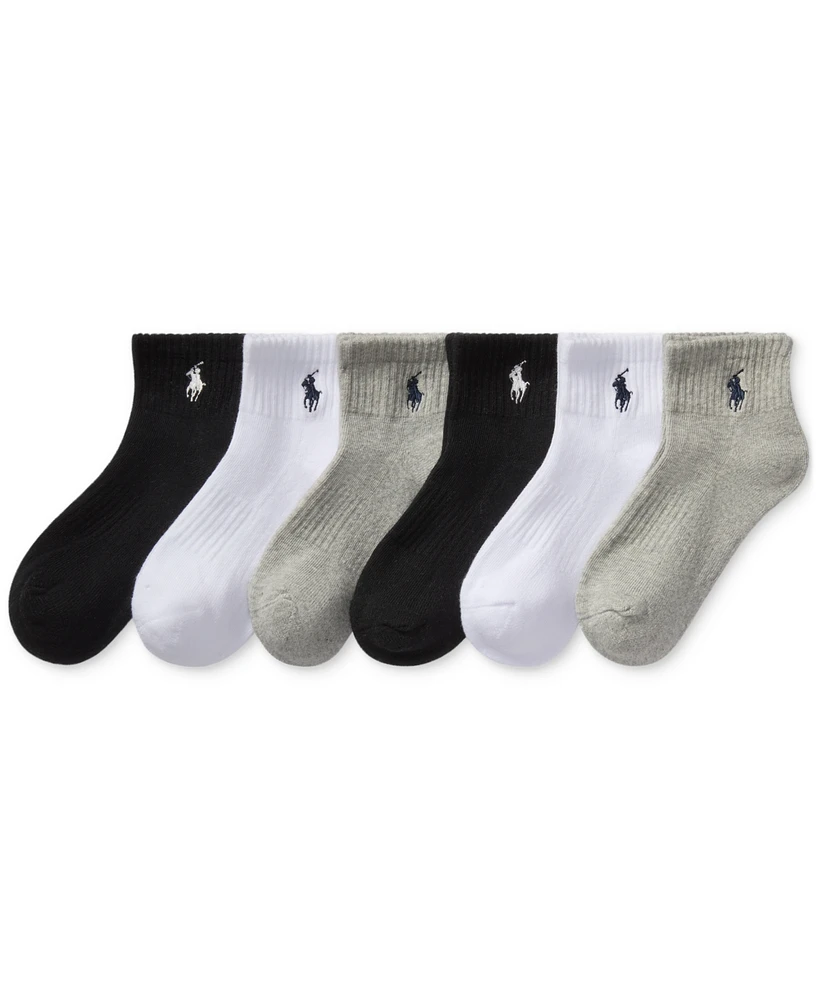 Polo Ralph Lauren Toddler Boys Solid Quarter Crew Socks, 6-Pack