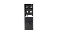 Slickblue 3-Layer Display Cabinet with 1 Drawer, 2 Doors, Double Z Shape