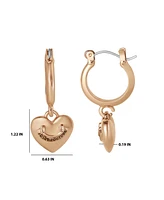 Juicy Couture Gold-Tone Heart Charm Hoop Earrings