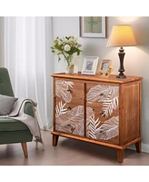 Slickblue Fch Brown Mdf Veneer + Solid Wood Frame 804073cm 6-Drawer Chest Bohemia
