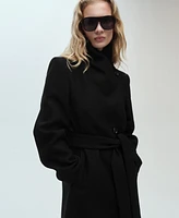 Mango Women's Belted Woolen Coat