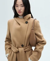 Mango Women's Belted Manteco Wool Coat